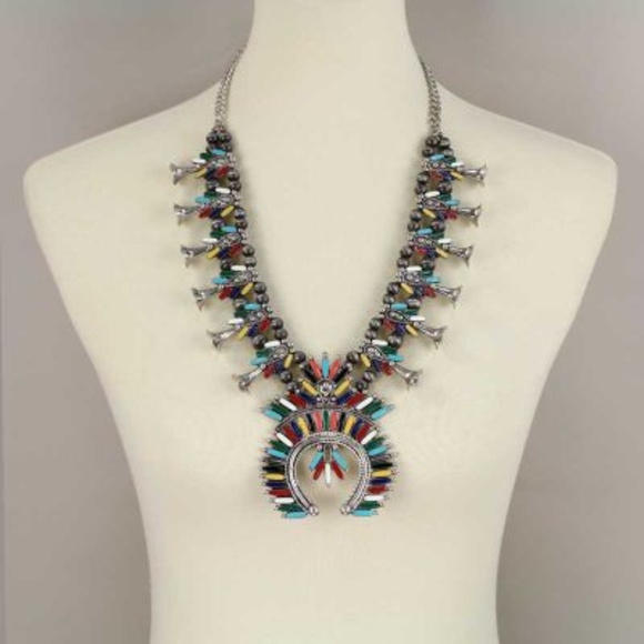 Multi Colored Squash Blossom Necklace - Picture 4 of 4